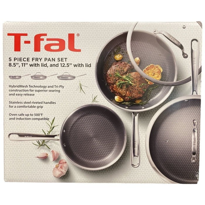 T-fal HybridMesh Tri-Ply Stainless Steel Fry Pan Set, 5 Piece - Bellso